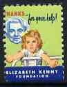Cinderella - United States Sister Kenny Foundation fine mint label showing girl with outstretched arms inscribed 'Thanks for your help'*, stamps on , stamps on  stamps on cinderellas        disabled    diseases
