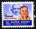 Cinderella - United States Sister Kenny Foundation fine mint label showing baby boy inscribed 'Prevent Polio Crippling'*, stamps on cinderellas        disabled    diseases