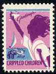 Cinderella - United States Help Crippled Children fine mint label showing Girl on crutches inscribed 'Greetings unmounted mint, stamps on disabled       cinderellas