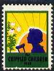 Cinderella - United States 1939 Crippled Children fine mint label showing silhouette of crippled child, stamps on disabled       cinderellas