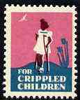 Cinderella - United States Crippled Children fine mint label showing Girl on crutches unmounted mint