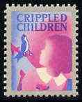 Cinderella - United States Crippled Children fine mint label showing Girl on crutches looking at Bird unmounted mint, stamps on disabled     cinderellas    bird