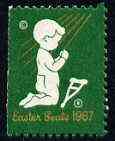 Cinderella - United States 1967 Crippled Children Easter Seal, fine mint label showing child with crutches praying*, stamps on disabled       cinderellas    religion     easter