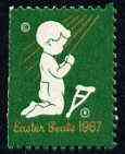 Cinderella - United States 1967 Crippled Children Easter Seal, fine mint label showing child with crutches praying*, stamps on , stamps on  stamps on disabled       cinderellas    religion     easter