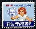 Cinderella - United States Elizabeth Kenny Foundation fine mint label showing girl with outstretched arms inscribed Help prevent Polio crippling*, stamps on cinderellas        disabled    diseases