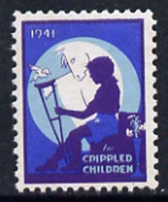 Cinderella - United States 1941 Crippled Children mint label showing silhouette of crippled child unmounted mint, stamps on , stamps on  stamps on disabled       cinderellas