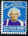 Cinderella - United States Sister Kenny Foundation fine mint label showing Elizabeth Kenny inscribed Prevent Polio crippling*, stamps on cinderellas        disabled    diseases