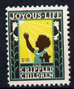 Cinderella - United States Crippled Children fine mint label showing silhouette of girl on crutches inscribed 'Joyous Life' unmounted mint, stamps on disabled     cinderellas    