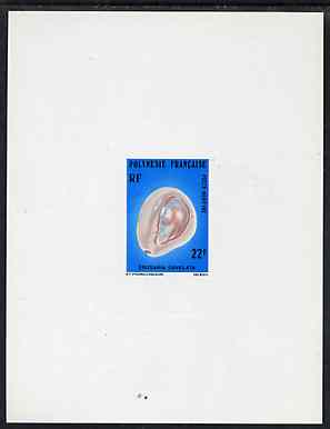French Polynesia 1978 Walled Cowrie 22f imperf deluxe sheet on sunken card in full issued colours, as SG 268, stamps on shells