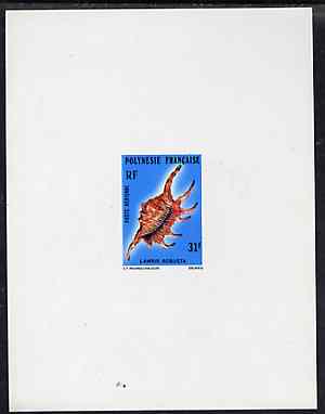 French Polynesia 1978 Scorpion Conch 31f imperf deluxe sheet on sunken card in full issued colours, as SG 270, stamps on , stamps on  stamps on shells