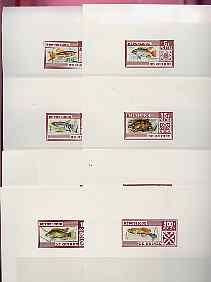 Guinea - Conakry 1970s Fish the set of 11 imperf deluxe sheets for the unissued series (3f to 200f), stamps on fish