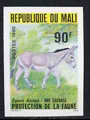 Mali 1980 African Ass 90f IMPERF from limited printing unmounted mint, as SG 741, stamps on animals    ass