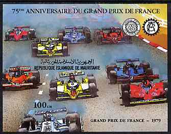 Mauritania 1979 75th Anniversary of French Grand Prix imperf m/sheet unmounted mint, stamps on cars, stamps on racing cars, stamps on sport   , stamps on formula 1, stamps on  f1 , stamps on 