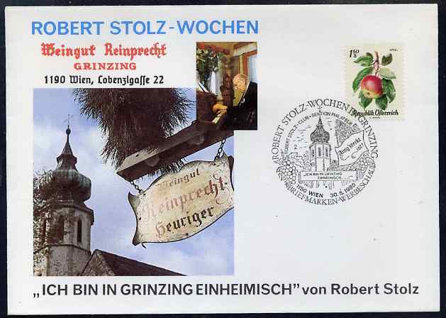 Austria 1980 Illustrated cover for Robert Stolz Commemoration with special cancel, stamps on , stamps on  stamps on personalities, stamps on  stamps on music, stamps on  stamps on composers