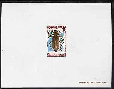 Mauritania 1970 Insects 40f (Plocaederus denticornis) deluxe sheet in full issued colours, as SG 355, stamps on insects