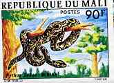 Mali 1976 Python 90f imperf from limited printing (ex Reptiles set) unmounted mint as SG 528, stamps on animals    reptiles    python    snakes, stamps on snake, stamps on snakes, stamps on 