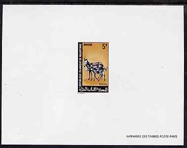 Mauritania 1968 Domesic Animals 5f (Donkey & Foal) deluxe sheet in full issued colours, as SG 316, stamps on animals     donkey