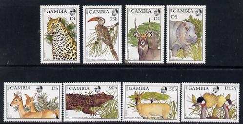 Gambia 1988 Flora & Fauna set of 8 unmounted mint, SG 761-68, stamps on animals   cats   birds   reptiles