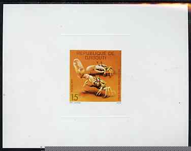 Djibouti 1977 Crabs 15f imperf deluxe sheet on sunken card in full issued colours, as SG 717, stamps on crabs   marine-life