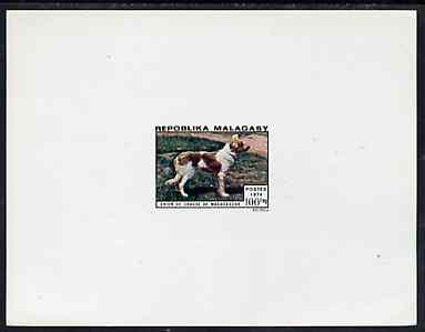 Malagasy Republic 1974 Dogs 100f (Hunting Dog) imperf deluxe sheet on sunken card in full issued colours, as SG 290, stamps on , stamps on  stamps on dogs, stamps on hunting