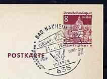 Postmark - West Berlin 1968 8pfg postal stationery card with special cancellation for the German Postal History Collectors Association illustrated with part of an early c..., stamps on stamp on stamp, stamps on postal, stamps on stamponstamp