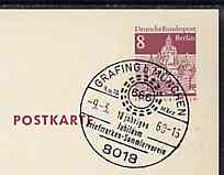 Postmark - West Berlin 1968 8pfg postal stationery card with special cancellation for the Grafing (near Munich) Stamp Collectors Association illustrated with 666 Millwhee..., stamps on postal, stamps on mills