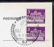 Postmark - West Berlin 1967 postcard bearing 8pfg stamp with special cancellation for the Siegburg Friends of the Postage Stamp illustrated with 1394 Siegburg ring handst..., stamps on postal