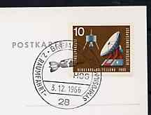 Postmark - West Germany 1966 postcard bearing 10pfg stamp with special cancellation for Second Space Travel Symposium illustrated with Rocket , stamps on , stamps on  stamps on space    rockets
