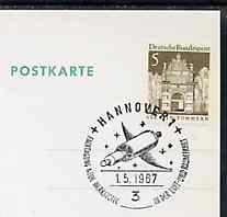 Postmark - West Germany 1967 postcard bearing 5pfg stamp with special cancellation for Congress on New Materials for Air & Space Travel, illustrated with stylised space craft, stamps on space      aviation     