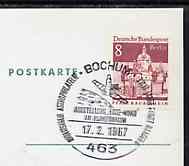 Postmark - West Berlin 1967 postcard bearing 8pfg stamp with special cancellation for Working Circle for Astro-philately, illustrated with Moon Probe, stamps on space     
