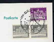 Postmark - West Berlin 1967 postcard bearing 5pfg in stamps with special cancellation for Hermann Oberth Society & Space & Air Travel Congresses, illustrated with stylised space craft, stamps on , stamps on  stamps on space      aviation     