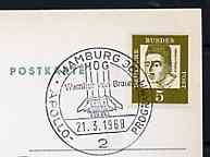 Postmark - West Germany 1968 postcard with special cancellation honouring Wernher von Braun & the Apollo Space Programme illustrated with Saturn rocket, stamps on space      rocket     personalities     inventors, stamps on science