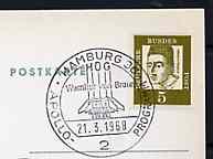 Postmark - West Germany 1968 postcard with special cancellation honouring Wernher von Braun & the Apollo Space Programme illustrated with Saturn rocket, stamps on , stamps on  stamps on space      rocket     personalities     inventors, stamps on science