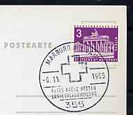 Postmark - West Germany 1965 postcard with special cancellation for Red Cross, Hessen, Provincial Meeting illustrated with Cross, stamps on , stamps on  stamps on red cross     