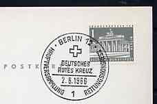 Postmark - West Berlin 1966 postcard with special cancellation for German Red Cross, Life Saving Congress illustrated with Cross, stamps on red cross     
