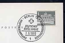 Postmark - West Berlin 1966 postcard with special cancellation for German Red Cross, Life Saving Congress illustrated with Cross, stamps on red cross