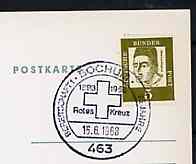 Postmark - West Germany 1968 postcard with special cancellation for Red Cross & Postage Stamp Exhibition illustrated with Cross emblem, stamps on , stamps on  stamps on red cross, stamps on  stamps on stamp exhibitions