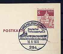 Postmark - West Berlin 1970 8pfg postal stationery card with special cancellation for 'Weekend on the Jade show' illustrated with silhouette of Oil Tanker, stamps on , stamps on  stamps on ships, stamps on  stamps on  oil , stamps on  stamps on 