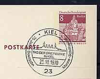 Postmark - West Berlin 1970 8pfg postal stationery card with special cancellation for 75 Years of German Naval Maritime Mail illustrated with the Bismarck, stamps on , stamps on  stamps on ships      ww2     postal, stamps on  stamps on  ww2 , stamps on  stamps on 