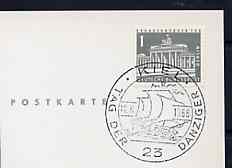 Postmark - West Berlin 1966 postcard with special cancellation for Danzigers' Day illustrated with Old Danzig Merchant Vessel, stamps on ships  