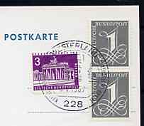 Postmark - West Berlin 1967 postcard with special cancellation for Europa Youth Meeting between Iceland & Germany illustrated with Viking Longboat with Europa 'E' sail, stamps on , stamps on  stamps on ships       vikings     europa