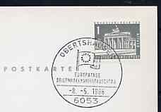 Postmark - West Berlin 1966 postcard with special cancellation for Stamp Exchange Day within Europa Days, illustrated with Council of Europe Flag, stamps on , stamps on  stamps on europa     flags     postal