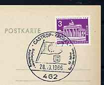 Postmark - West Berlin 1966 postcard with special cancellation for Stamp Exhibition for 10th Anniversary of Europa Stamps illustrated with Flag of Council of Europe, stamps on , stamps on  stamps on flags     stamp exhibitions     europa