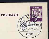 Postmark - West Berlin 1967 postcard with special cancellation for Gross Gerau Europa Days illustrated with Flag of Council of Europe & Arms of Gross Gerau, stamps on flags     arms, stamps on heraldry     europa