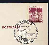 Postmark - West Berlin 1968 8pfg postal stationery card with special cancellation for Centenary of Kolping Family Schwandorf Diocesan Day illustrated with Cross on Mounta..., stamps on religion