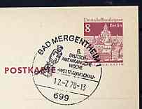 Postmark - West Berlin 1970 8pfg postal stationery card with special cancellation for 6th German-American Week & Space Show illustrated with Space Craft, stamps on space       americana