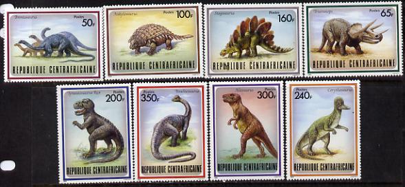 Central African Republic 1988 Prehistoric Animals set of 8 unmounted mint, SG 1291-98*, stamps on , stamps on  stamps on animals  dinosaurs 