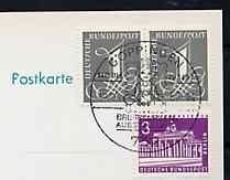 Postmark - West Berlin 1966 postcard with special cancellation for Gšppingen Youth Days Stamp Exhibition illustrated with small boy holding Stamp Album, stamps on , stamps on  stamps on stamp exhibitions, stamps on  stamps on postal