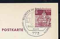 Postmark - West Berlin 1969 8pfg postal stationery card with special cancellation for Villingen Stamp Exhibition illustrated with 12k stamp of the Local Landpost, stamps on , stamps on  stamps on stamp on stamp, stamps on stamp exhibitions, stamps on  stamps on stamponstamp