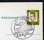 Postmark - West Germany 1967 postcard with special cancellation for Stuttgart Aerophilately Day & Stamp Exhibition illustrated with jet airliner, stamps on aviation, stamps on stamp exhibitions